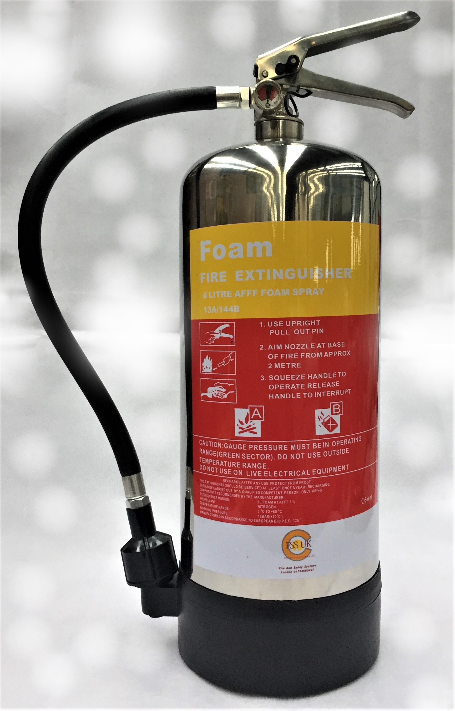 New British commander 6 litter foam afff chrome fire extinguisher