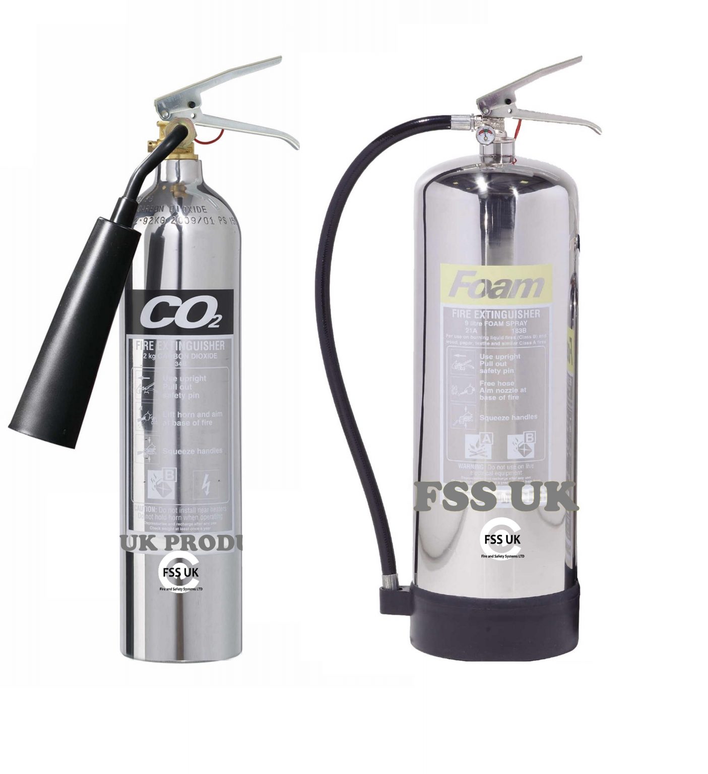 Fire Extinguisher Set 2kg Co2 6 Litre Foam Fire Extinguisher