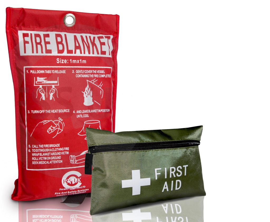 First aid Kit + Fire Blanket Large 1 METER X 1 METER (SOFT CASE) Fire